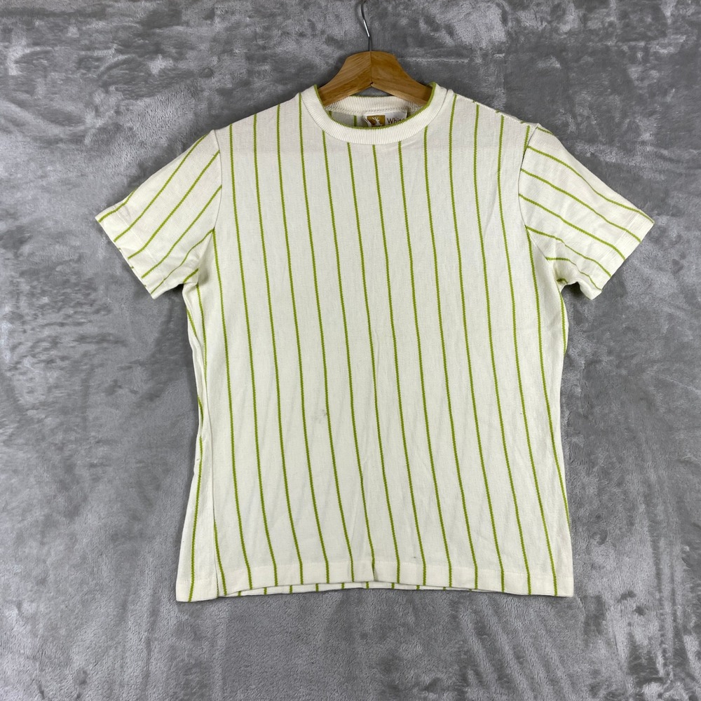 True Vintage 1960s White Stag Cotton Tshirt Mnes 17x22 Striped Jacquard USA 60s